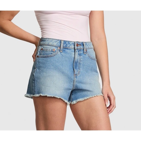 PINK Denim High-Rise Cut Off Jean Shorts - Picture 1 of 12